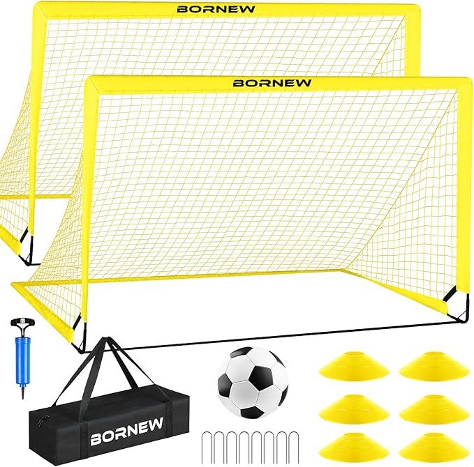 Kids Soccer Goal for Backyard Set - 2 Set of 4x3/ 5X3.6/7x5 ft Toddler Soccer Nets with 20ft Agility Ladder, Soccer Ball, Pop Up Portable Soccer Set for Kids and Youth Training Ages