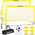 Kids Soccer Goal for Backyard Set - 2 Set of 4x3/ 5X3.6/7x5 ft Toddler Soccer Nets with 20ft Agility Ladder, Soccer Ball, Pop Up Portable Soccer Set for Kids and Youth Training Ages