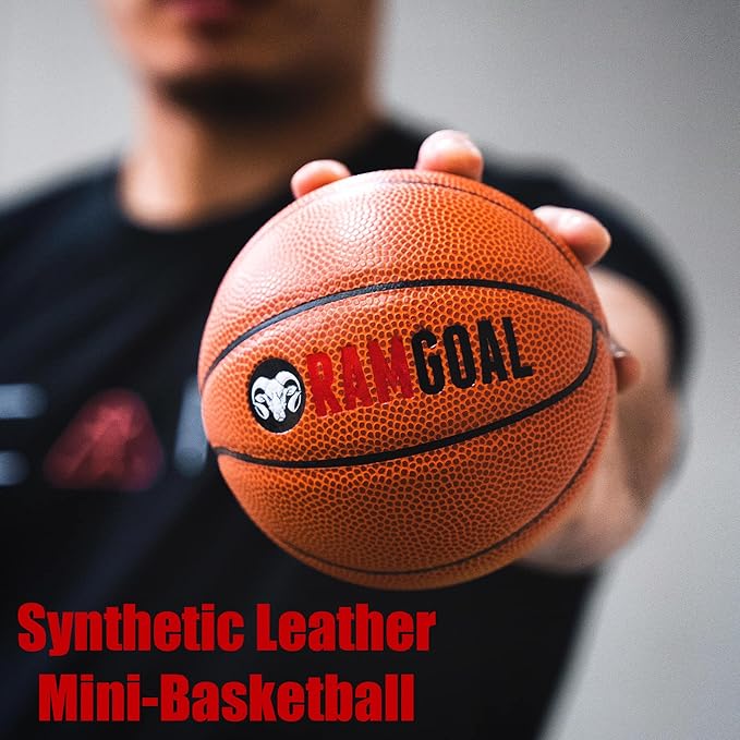 RAMGOAL Wall Mounted Indoor Adjustable Mini Basketball Hoop with Ball | 24" Shatter Resistant Backboard with Professional Grade Breakaway Rim and Steel Reinforced Wall Mount Built for Slam Dunks