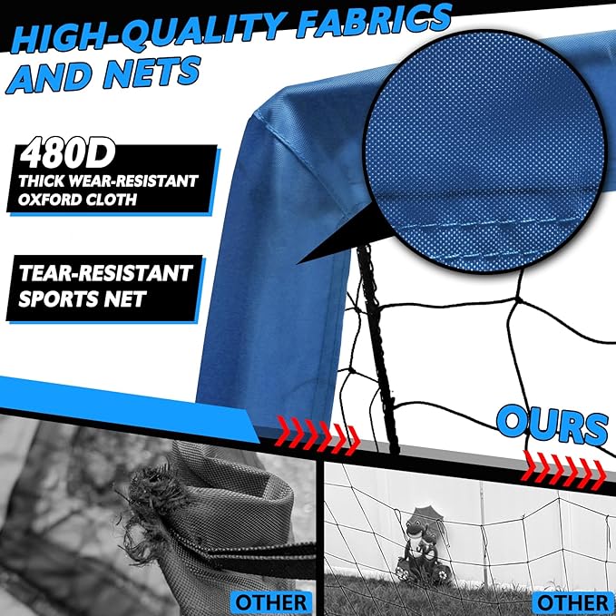 5×3 6x4 9x5 FT Portable Kids Soccer Goal for Backyard, Foldable Soccer Practice Net with Carrying Bag for Toddler Youth Adult Pop Up Soccer Training Equipment Indoor and Outdoor Sports Game