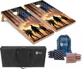 Tailgating Pros American Themed Lightweight Corn Hole Board Set w/Multicolored Built-in LED Lights, Bean Bags and Carrying Case - 4'x2' Cornhole Toss