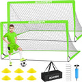 Kids Soccer Goal for Backyard Set - 2 Set of 6X4 / 4X3 ft Toddler Soccer Nets Training Equipment, Soccer Ball, Pop Up Portable Soccer Set for Kids and Youth Games and Training Goals Ages 3-16 Gift