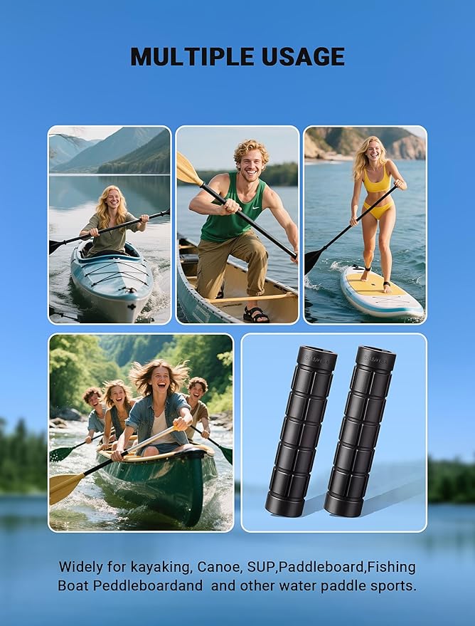 2-Packs Upgraded Kayak Paddle Grips, Non-Slip Silicone Kayaking Handle Wrap to Prevent Hand Blisters, Universal 1.18 Inches Removable Kayak Accessorie for Multiple Types of Detachable Oars