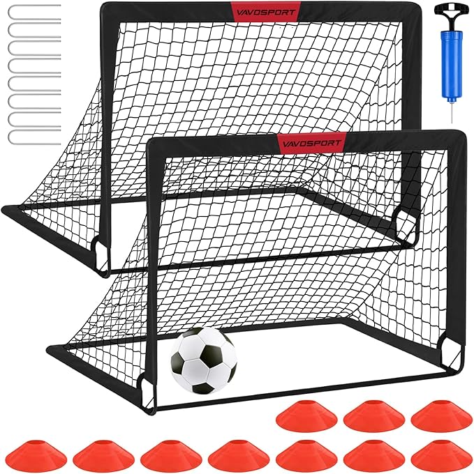Kids Soccer Goals for Backyard Set - 2 of 4' x 3' Portable Soccer Goal Training Equipment, Pop Up Toddler Soccer Net with Soccer Ball, Soccer Set for Kids, Youth Outdoor Games, Sports, Play