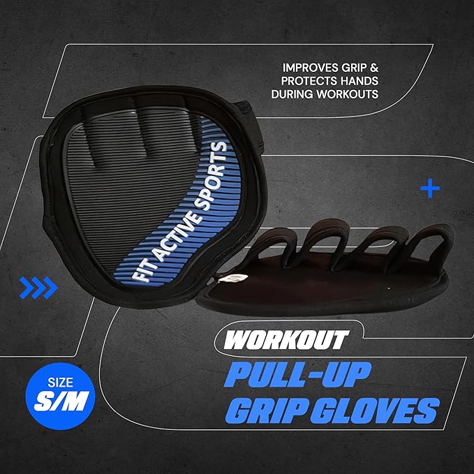 Fit Active Sports Workout Gloves for Gym - Durable Gym Grips, & Grip Pads - Rubber Padding to Avoid Calluses - Suits Men & Women