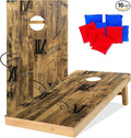UKASE Solid Wood Regulation Size Cornhole Set Portable Bean Bags Toss Game with Durable Wood Grain Printed Surface and Underneath for Indoor and Outdoor