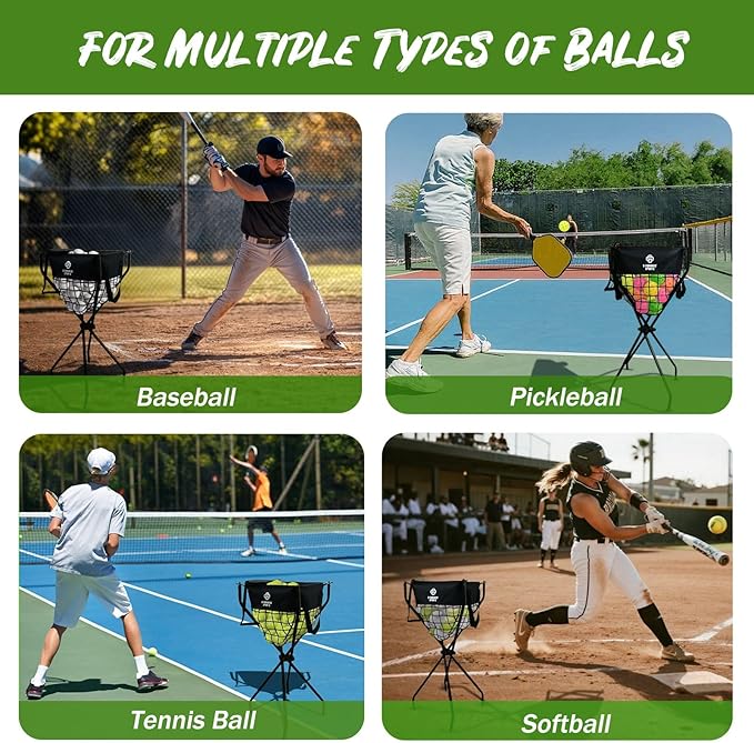 G-Squared BCDY1 Heavy Duty Ball Caddy,Holds 100+ baseball/50+ softball/100+ Pickleball Balls, Tool Free Assembly and Large Capacity Detachable Bag, Ideal for Solo/Pro Training