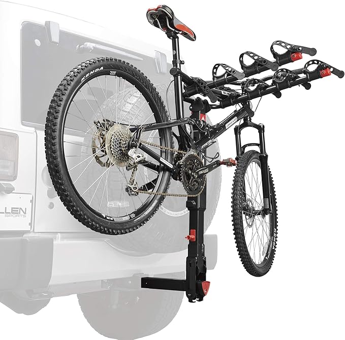 Allen Sports Premier Locking Quick Release 4-Bike Carrier for 2 Inch Hitch on Vehicles with Spare Tire, Model 400QR, Black