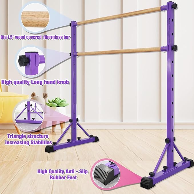 Adjustable Ballet Barre,Portable Dance bar,Fitness Equipment for Dance & Balance Excercise,Super Sturdy for Balance Workout,Weight Limit 250 LBS