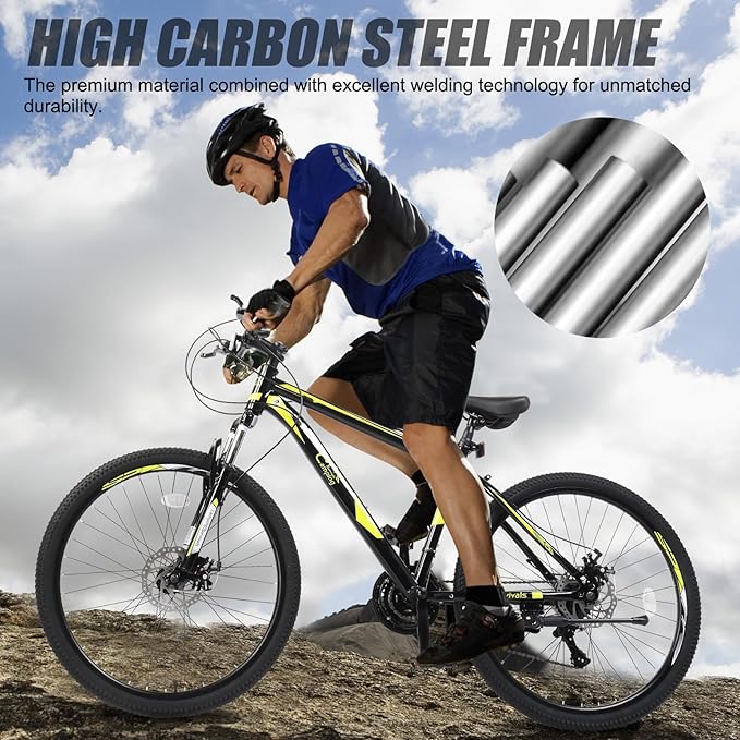 Ktaxon Mountain Bike 24/26/27.5 Inch Men & Women Mountain Bike with 21-Speed Adult Bikes, Double Disc Brake, Suspension Fork and High Carbon Steel Frame