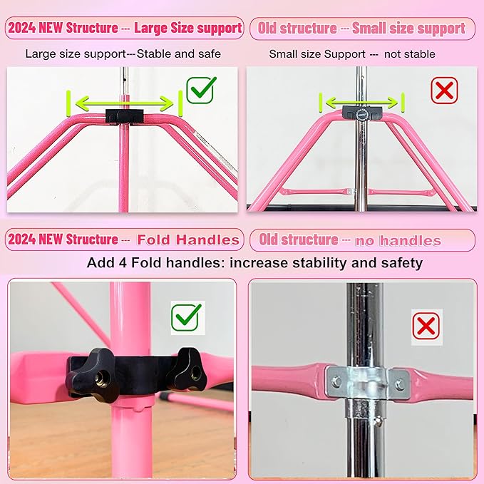 MARFULA Foldable Gymnastic Bar for Kids Ages 3-9, 9 Height Levels, 200 lbs Weight Capacity, 5 Ft Length Gymnastic Kip Bar with Mat, Gymnastic Equipment for Home and Gym Center Indoor Outdoor Use