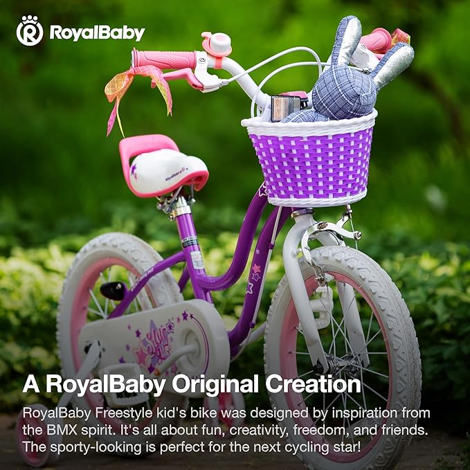 RoyalBaby Girls Bike EZ Bike Stargirl Training Free Balance to Pedal Easy Learning Bicycle, 12-20 Inch for Toddlers & Big Kids.