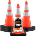 Xpose Safety 28 Inch Orange Traffic Cones Heavy Duty 10lb with 6" & 4" Collars, 6 Pack - Multipurpose PVC Plastic Safety Cone for Parking, Soccer, Caution, Kids and Construction - DOT Approved