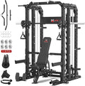 Smith Machine Home Gym with Aluminum Pulley Set- 2000lbs Capacity All-in-One Power Rack with Cable Crossover, Pull-Up Bar & Dip Station, Includes 18 Attachments, P107 Anvil
