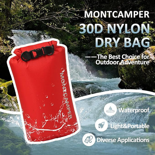 30D Nylon Waterproof Storage Sack for Camping, Hiking and fishing- Roll Top Closure-Portable Waterproof Dry Bag-Keeping Luggage Dry and Organized(5L/Red)
