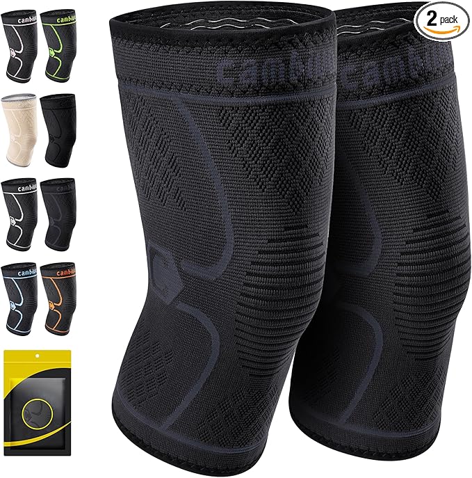 CAMBIVO 2 Pack Knee Brace, Knee Compression Sleeve Support for Men and Women, Knee Pads for Running, Hiking, Meniscus Tear, Arthritis,Joint Pain Relief (Slate Blue,X-Large)