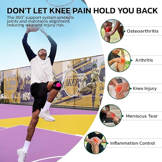 Knee Brace for Men Women Knee Pain Meniscus Tear Arthritis Patella Dislocation Best Osteoarthritis Adjustable Compression with Memory Stabilizers for ACL MCL Breathable for Injury Recovery XL