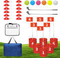 Golf Bucket Yard Game - 6 Hole Course With 2 Clubs, Balls and Flag for Adults and Family - Outdoor Lawn Chipping Games for Backyard, Beach, Park, Camping and Hotel