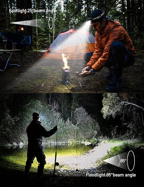 2000 Lumen 9 LED Headlamp 2 Pack, Ultra Bright Head Lamp with 6 Modes, IPX5 Waterproof Head Light, Lightweight Head Flashlight for Running Night-Walking Camping, 6 AAA Batteries Included