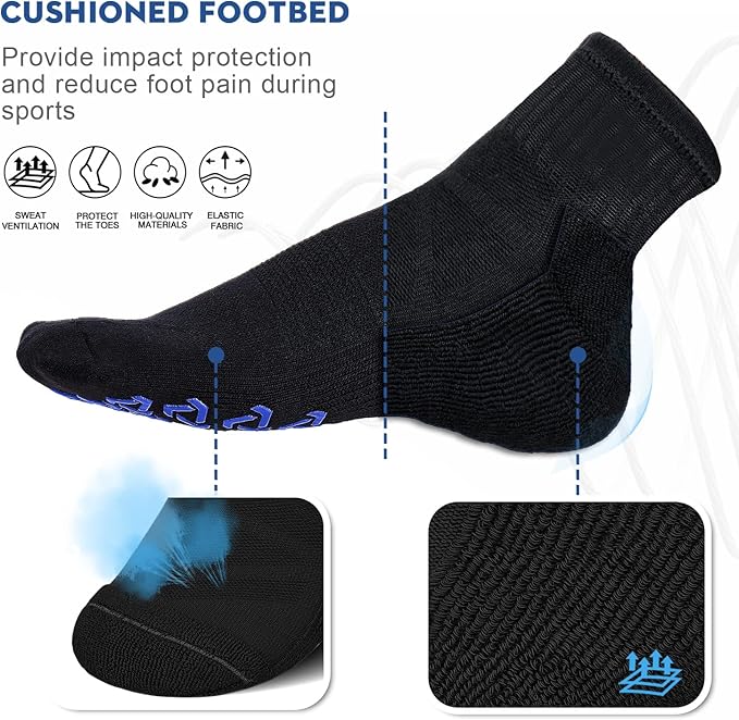 Ozaiic Non Slip Socks Grip for Yoga Home Workout Pure Barre, Pilates, Hospital, Ideal Cushion Socks for Men and Women