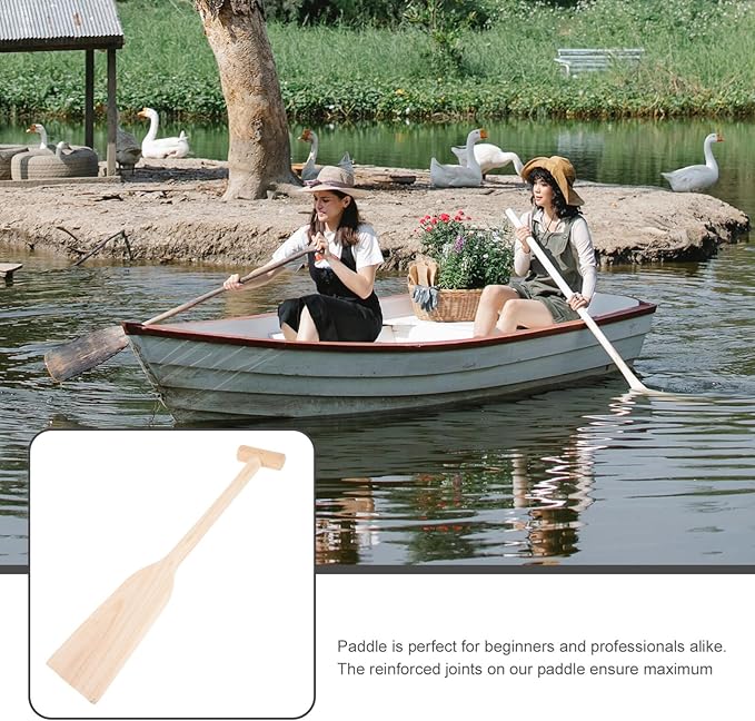jojofuny Sustainable Wood Paddle Boat 19.5 Inches Kayaking Boating Canoeing Oar Paddle Grips for Boys and Girls Adults