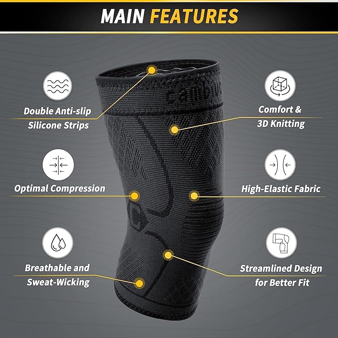 CAMBIVO Knee Braces for Knee Pain Women & Men,2 Pack Knee Compression Sleeves,Knee Support for Knee Pain Meniscus Tear,ACL & Arthritis Pain Relief（XX-Large,Black