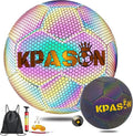Soccer Ball, Holographic Reflective Glowing Soccer Ball for Men Women Training