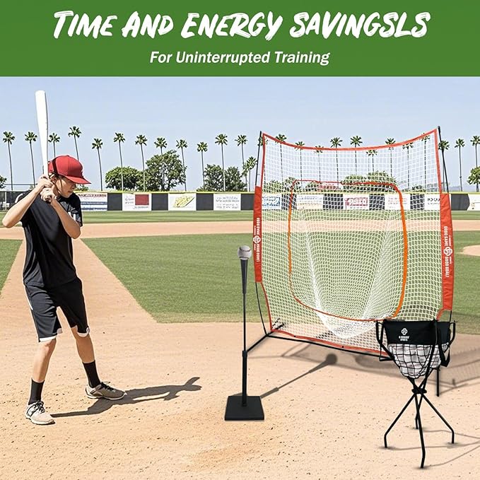 G-Squared BCDY1 Heavy Duty Ball Caddy,Holds 100+ baseball/50+ softball/100+ Pickleball Balls, Tool Free Assembly and Large Capacity Detachable Bag, Ideal for Solo/Pro Training