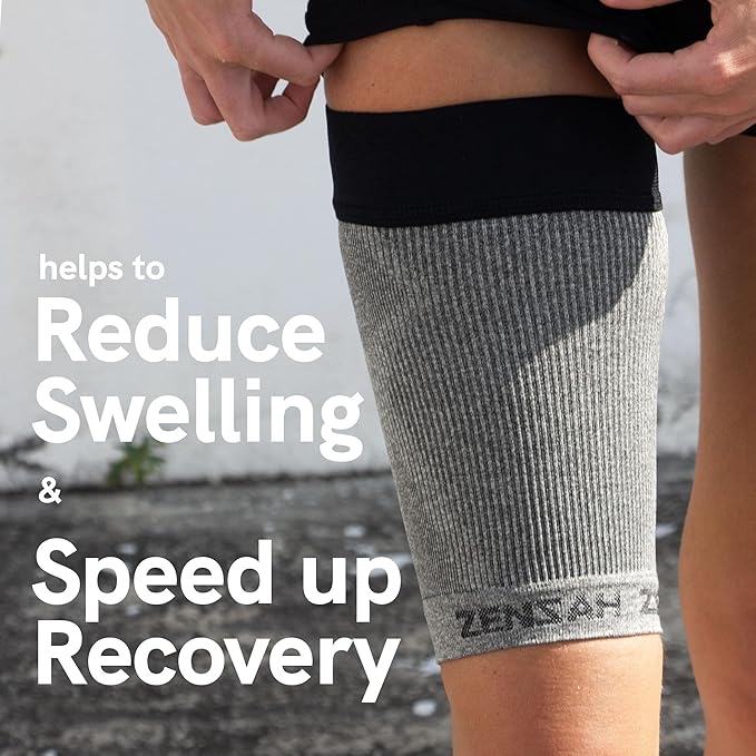 Zensah Thigh Compression Sleeve - Support for Pulled Hamstring, Quad Strain, Groin Compression Wrap for Men and Women