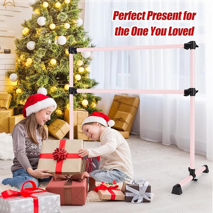 GOFLAME 4FT Ballet Barre Portable, Freestanding Double Ballet Barre Height Adjustable with Anti Slip Base, Heavy Duty Stretch Dance Bar for Home Workout