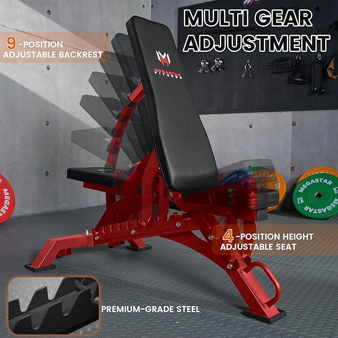 Adjustable Weight Bench, 1300lbs Capacity Heavy Duty Workout Bench for Home and Garage Gym, Multi-Position Backrest and Seat Strength Training Bench