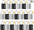 Kenning 20 Pcs Combination Padlock 4 Digit Combination Lock with Keys Locker Resetable Security Outdoor Waterproof Lock for School Sports Gym Locker Employee Fence Case (Silver and Black)