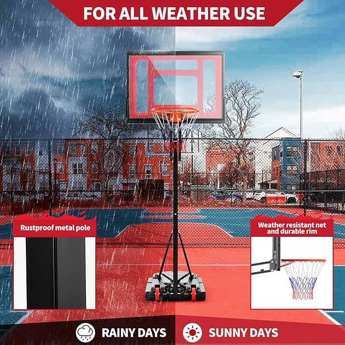 Giantex 10 Ft Basketball Hoop Outdoor - 5 FT to 10 FT Height Adjustable Indoor Portable Basketball Goal System with 2 Wheels, Weight Bag, Fillable Base, 32" Backboard, Perfect for Kids Teens Adults