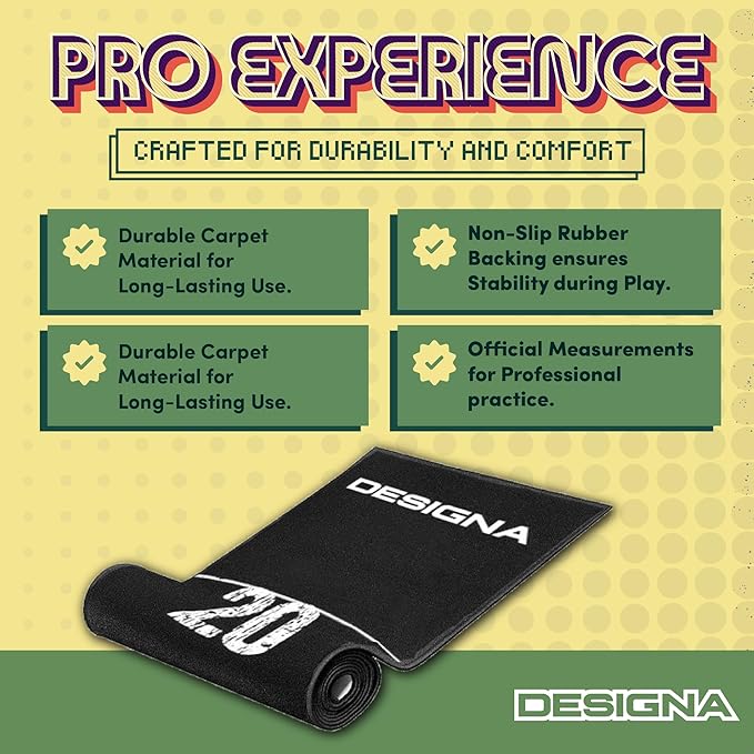 | Non-Slip Carpet Dart Mat with Double Top Design & Throw Lines | 290cm x 60cm