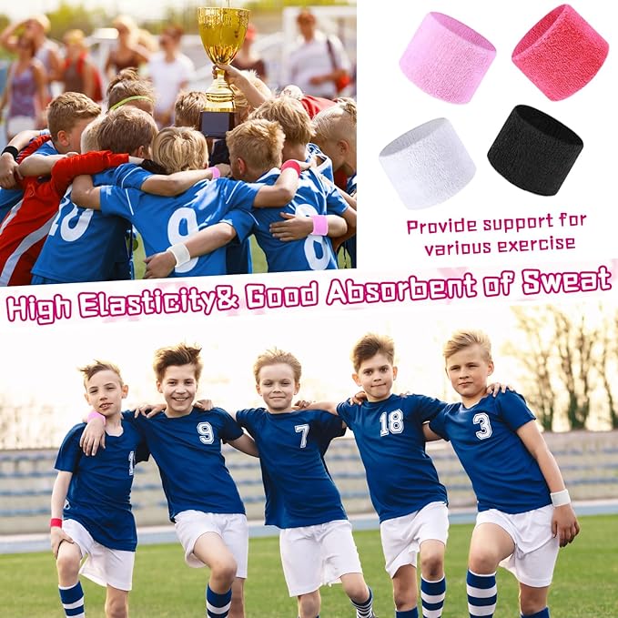 Lounsweer 72 Pcs Bulk Sports Wristbands - Sweatbands for Kids, Gifts, Party Favors, Athletics, and Fans