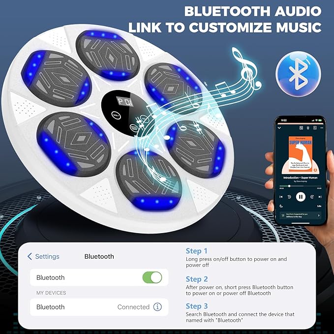 Music Boxing Machine, Boxing Wall Mount Machine for Kids Adult, Bluetooth Smart Boxing Traineing Machine with Boxing Gloves, Boxing Workout Equipment Target for Home, Office, Gym (Upgrade)