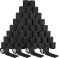 48 Pack 2” x 5 Yards Self Adhesive Bandage Wrap, Elastic Breathable Cohesive Bandage Wrap Athletic Stretch Tape for Wrist Ankle Sports (Black)