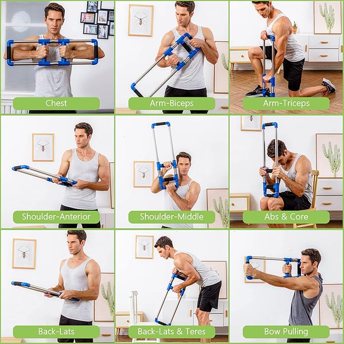 GoFitness Push Down Machine - Chest Exerciser at Home Workout Equipment, Arm Trainer - Portable Spring Resistance Exercise Gym Kit for Home, Travel or Outdoors