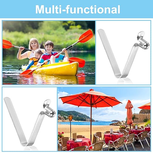 PATIKIL 6.5x4mm Kayak Paddle Snaps, 10 Pack Tent Pole Clips Steel V Shaped Single Pin Push Button Spring Clips Lock Tube Pole Clips for Camping Awning