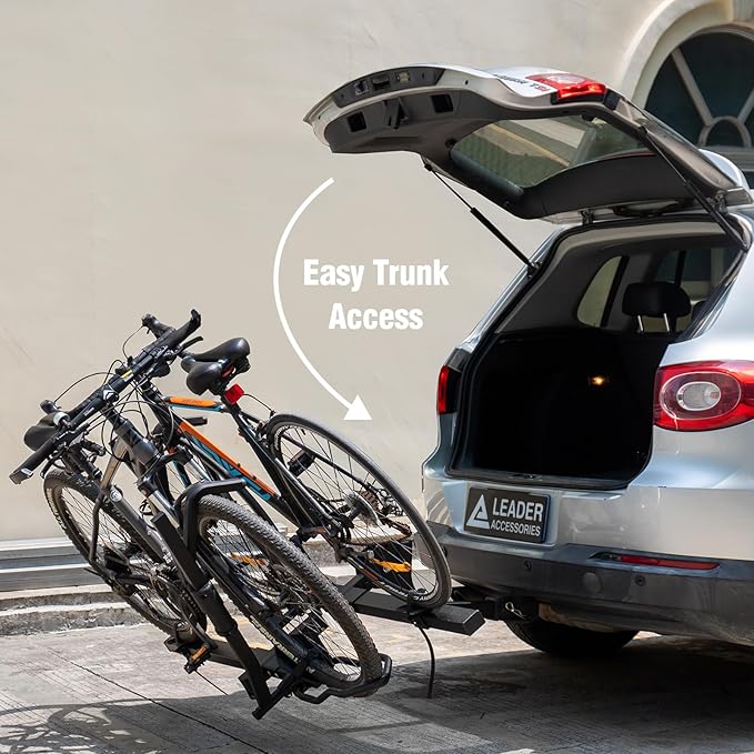 Leader Accessories 2" Hitch Bike Rack, Carry 2 Bikes up to 75 lbs Each for Standard, Fat Tire and Electric Bicycles - Heavy Duty, Foldable Ebike Rack for Car, Truck, RV and SUV with 2-inch Receiver