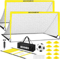 Kids Soccer Goal for Backyard Set - 2 Set of 4x3/ 5X3.6/7x5 ft Toddler Soccer Nets with 20ft Agility Ladder, Soccer Ball, Pop Up Portable Soccer Set for Kids and Youth Training Ages