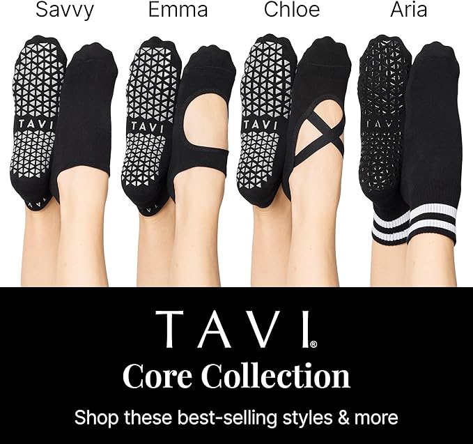 TAVI Women’s Savvy Grip Socks, Multi-Pack - Pilates Socks with Grips for Women, Slipper Socks for Pilates, Yoga, and Ballet