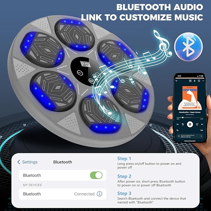 Music Boxing Machine, Boxing Wall Mount Machine for Kids Adult, Bluetooth Smart Boxing Traineing Machine with Boxing Gloves, Boxing Workout Equipment Target for Home, Office, Gym (Upgrade)