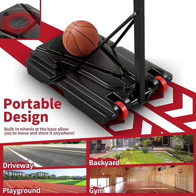 Giantex 10 Ft Basketball Hoop Outdoor - 5 FT to 10 FT Height Adjustable Indoor Portable Basketball Goal System with 2 Wheels, Weight Bag, Fillable Base, 32" Backboard, Perfect for Kids Teens Adults