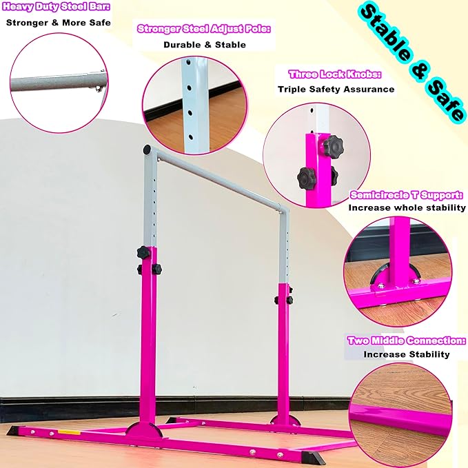 MARFULA Gymnastic Bar for Kids Gymnastic Kip Bar Horizontal Bar Gymnastic Training Equipment for Kids 3-15 Years Home and Club Use