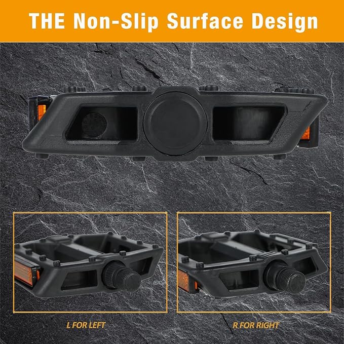 Bike Pedals 9/16" Lightweight Non-Slip Bicycle Platform Pedals - Fits Most Adult Bikes & Mountain Bikes &MTB, Durable and Slip-Resistant Design