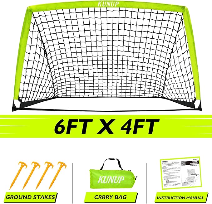 5×3 6x4 9x5 FT Portable Kids Soccer Goal for Backyard, Foldable Soccer Practice Net with Carrying Bag for Toddler Youth Adult Pop Up Soccer Training Equipment Indoor and Outdoor Sports Game