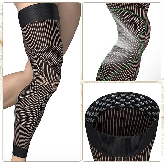 NEENCA Copper Compression Leg Sleeve, Ultra-thin Full Leg Sleeve with Copper Ions Infused Fabric for Knee Pain Relief, Muscle Recovery, Swelling, Inflammation, Promotes Circulation, Sports, Workout...