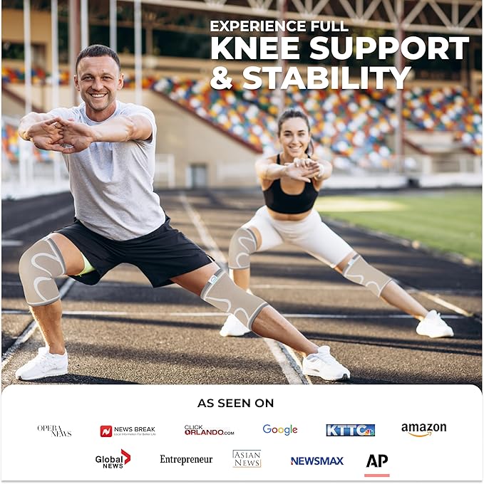 Modvel 2 Pack Knee Brace for Women & Men - Workout Knees Compression Sleeve for Knee Pain Relief Joint Support for ACL, Arthritis, Meniscus Tear Knees Brace for Sports, Rodilleras para Gym Fitness