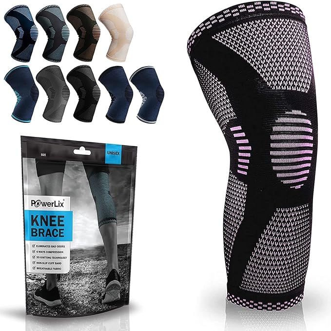 POWERLIX Leg Sleeve - Best Knee Brace for Leg Pain for Men & Women Knee Support for Running, Basketball, Weightlifting, Gym, Workout, Sports â€“Please Check Sizing Chart